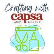 Icon with scrating supplies and wording Crafting with capsa