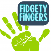 Image of a handprint with words Fidgety Fingers