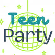 Disco ball icon with words Teen Party over it