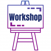 Easel with poster that says workshop